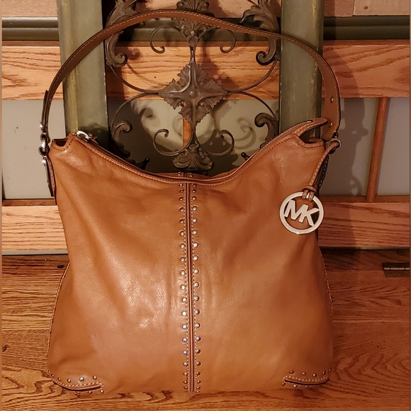 MICHAEL Michael Kors Handbags - MICHAEL Michael Kors Brown Leather Astor Stud Shoulder Bag